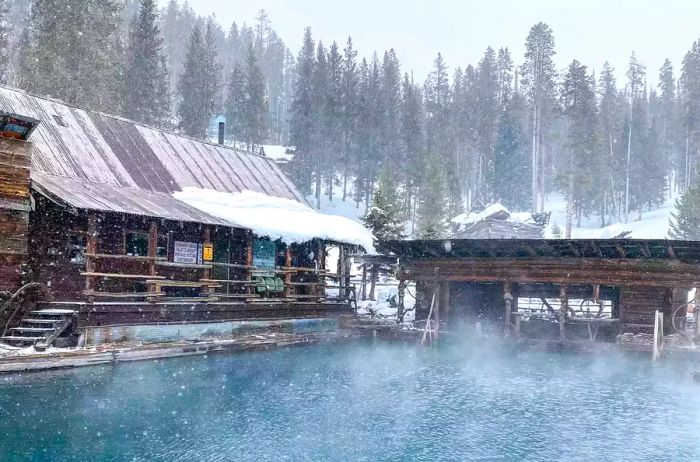 Burgdorf Hot Springs in McCall, Idaho, during the winter months