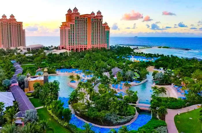 Waterfront structures in Nassau, Bahamas