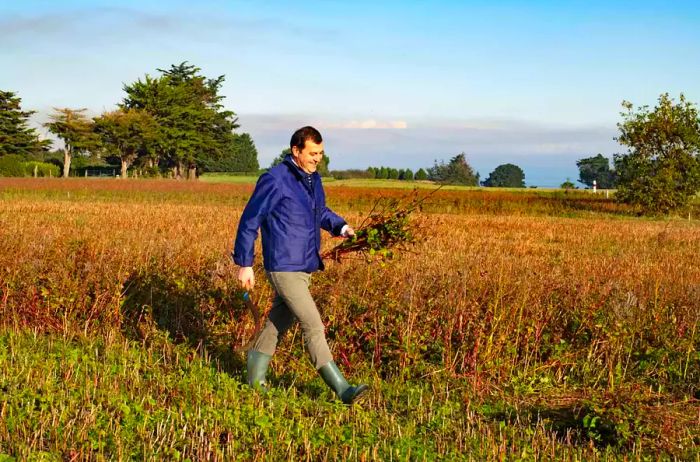 Bertrand Larcher at his farm in St. Coulomb, France