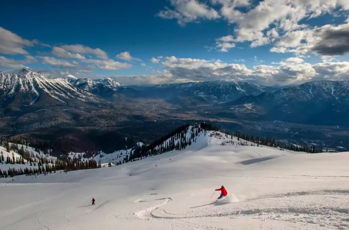 Skiing downhill at Fernie Alpine Resort