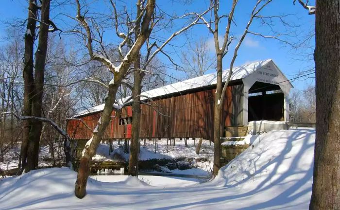 Snow-covered bridge