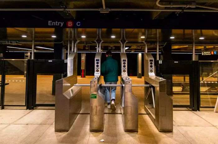 Individual entering the subway