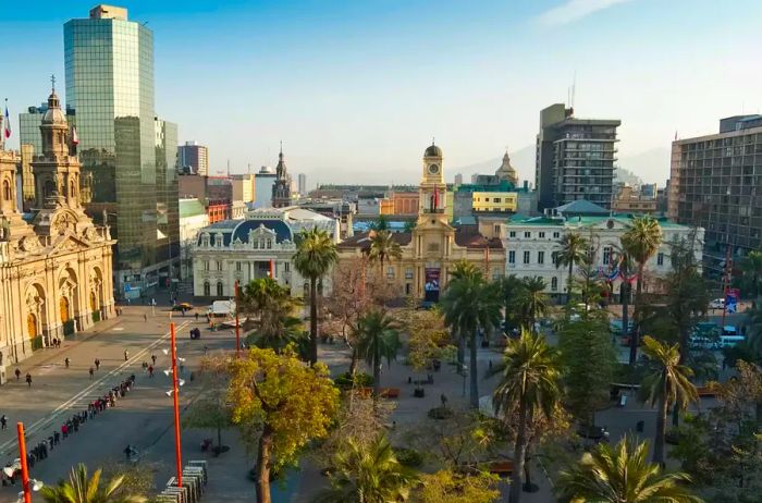 View of Plaza de Armas in Santiago, Chile