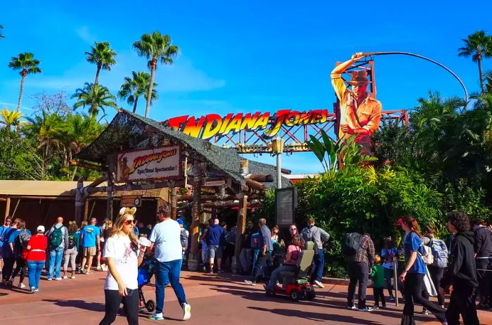 Visitors enjoying the Indiana Jones ride at Hollywood Studios