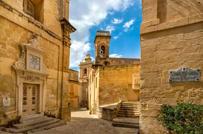 Historic buildings of Birgu and vibrant bay windows, Malta