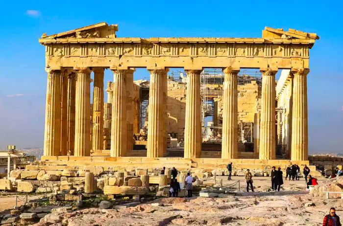 Visitors exploring the Acropolis