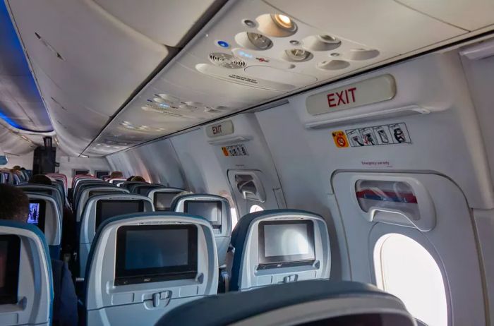 Inside a commercial airplane