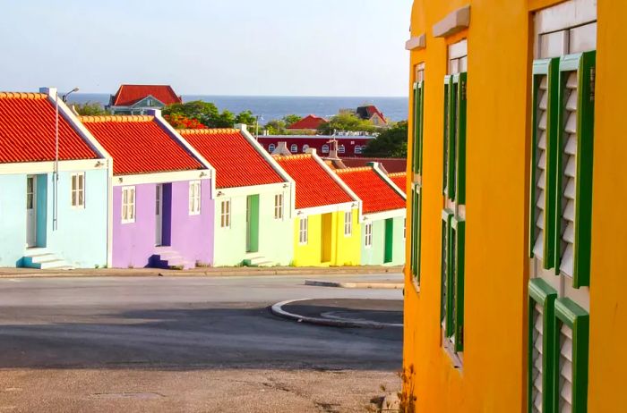 Vibrant houses in Willemstad, Curaçao. In 1997, the Historic Area of Willemstad was designated as a UNESCO World Heritage site.