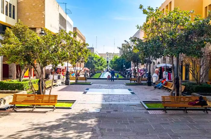 Paseo Degollado pedestrian street in the heart of Guadalajara, Jalisco, Mexico