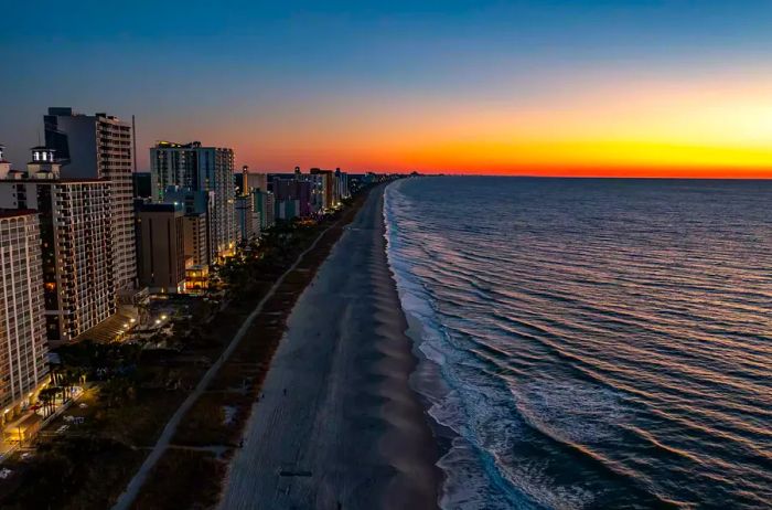 Dawn breaking over the shores of Myrtle Beach, South Carolina