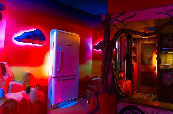 Interior view of the exploration room at Meow Wolf's The Real Unreal in Dallas, Texas