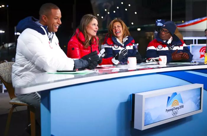 Craig Melvin, Savannah Guthrie, Hoda Kotb, and Al Roker broadcast live from Pyeongchang, South Korea during the 2018 Winter Olympics.