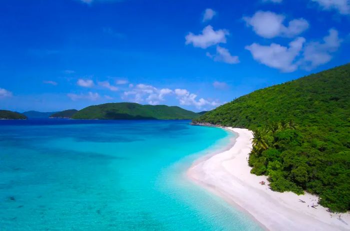 Aerial view of Cinnamon Bay, St. John, U.S. Virgin Islands.