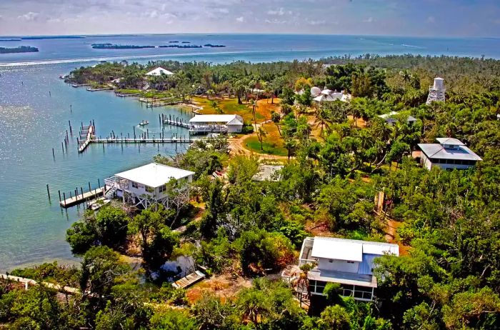 Aerial view of residences on Cabbage Key, Florida