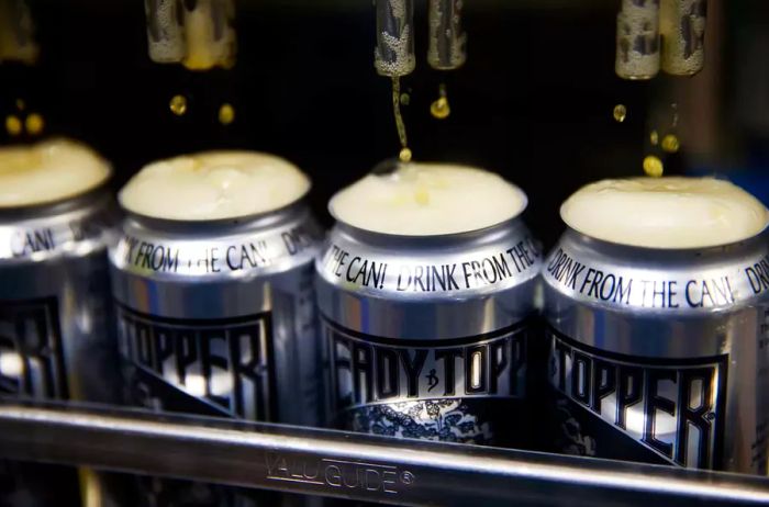 Cans of Heady Topper being filled at the Alchemist brewery in Waterbury, VT