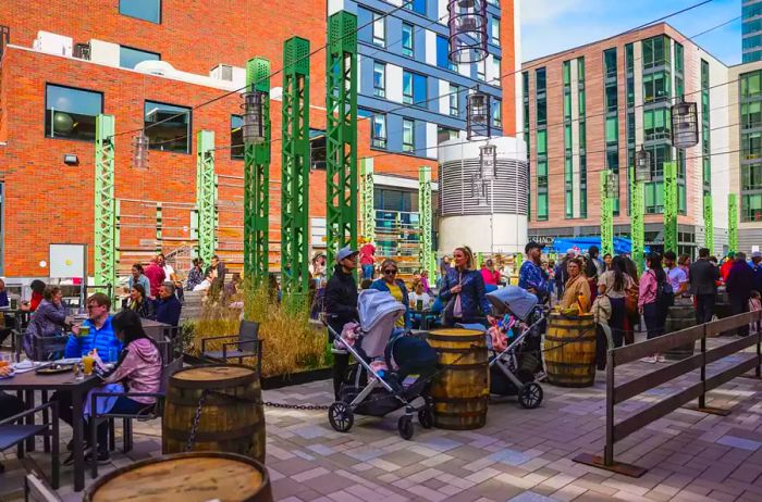 Outdoor patio at Trillium Brewing