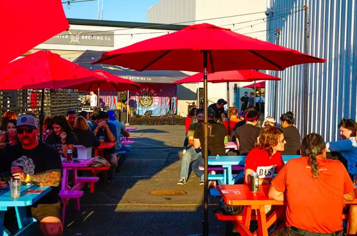 Outdoor patio at Bent Water Brewing Company