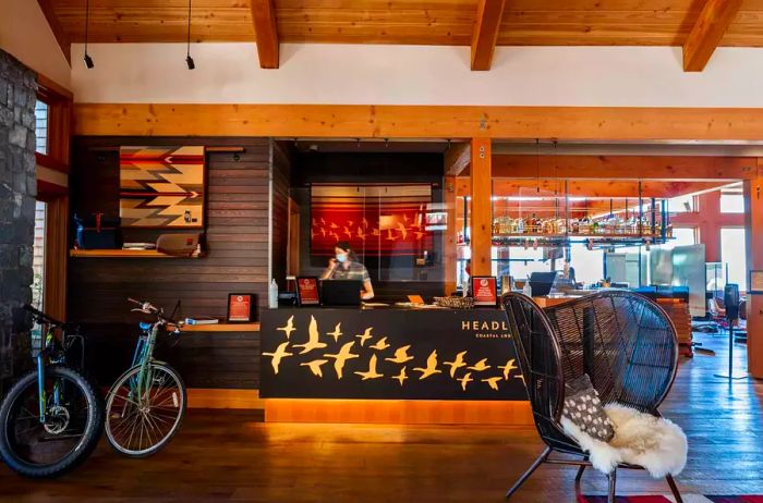 The reception area of the Headlands Coastal Lodge and Spa in Oregon.