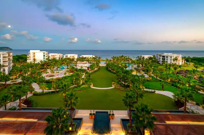 Panoramic view of the resort stretching out over the ocean from Conrad Punta de Mita