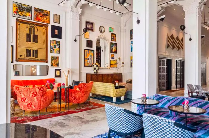 Vibrant communal space at the Proper Hotel