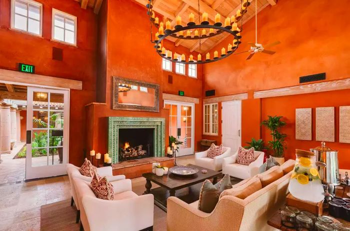 Cozy fireplace area at Rancho Valencia Resort & Spa