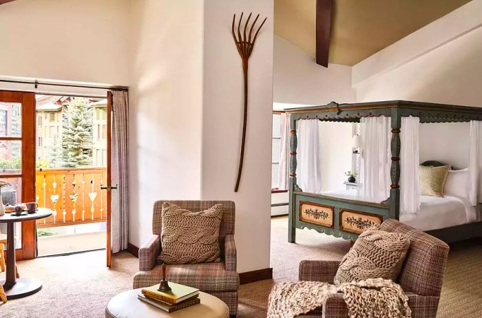 A guest suite at Goldener Hirsch, Auberge Resorts Collection