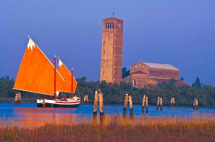 Eoro vessel before the historic bell tower