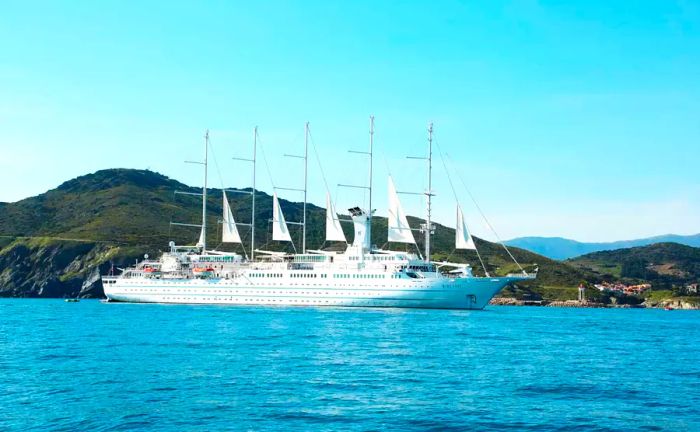 Windstar Wind Surf docked in Port Vendres, France