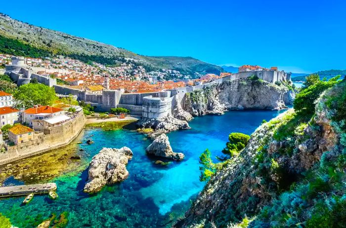 Aerial panoramic view showcasing the stunning cityscape of Dubrovnik, a renowned European travel hotspot.