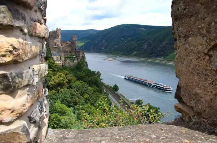 View of an Avalon Waterways vessel navigating the Rhine River