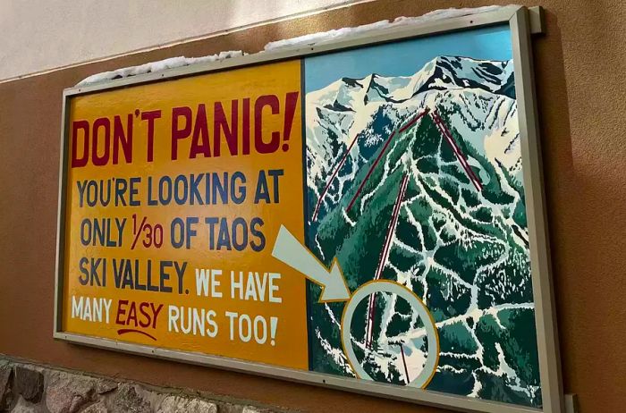 A well-known sign located in the Taos Ski Valley