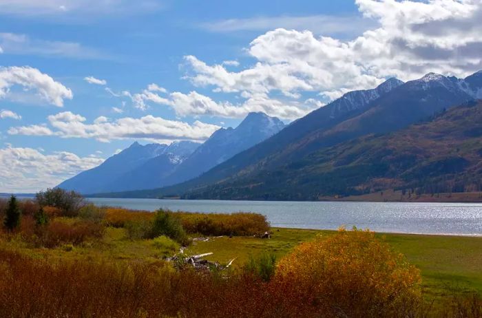 Serene mountains beside a lake