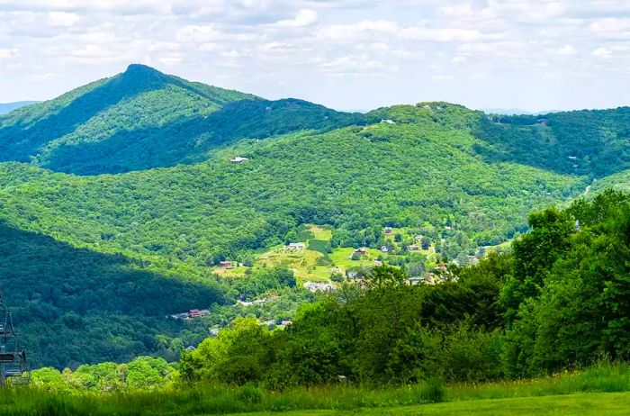 View of Beech Mountain from Sugar Mountain ski resort, North Carolina