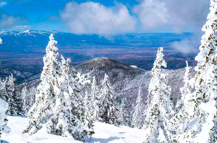 Winter view of Santa Fe ski area in New Mexico