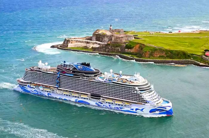 Aerial view of a Norwegian Cruise Ship