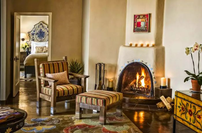 Interior view of a guest room at La Fonda on the Plaza in Santa Fe