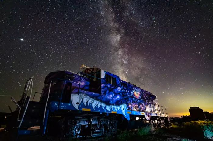 The Sky Railway stargazing train gliding under a starry sky in Santa Fe 