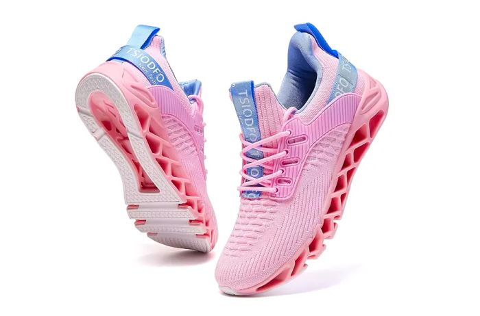 pink and purple running sneakers