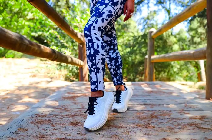 legs in activewear set showcasing the shoes