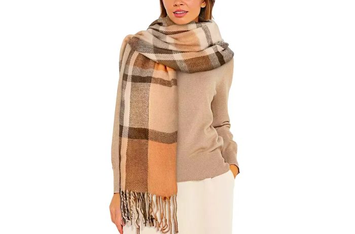 YSense Women's Chunky Oversized Long Plaid Blanket Scarf