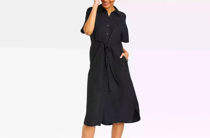 Target A New Day Women's Short Sleeve Linen Midi Shirtdress