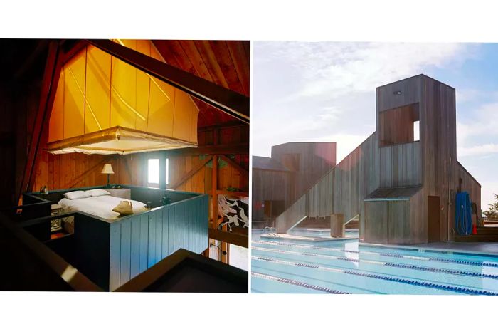 A cozy sleeping loft at Sea Ranch and the pool located at the Ohlson Recreation Center.