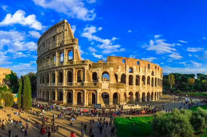 Panoramic view of the Colosseum in Rome, Italy