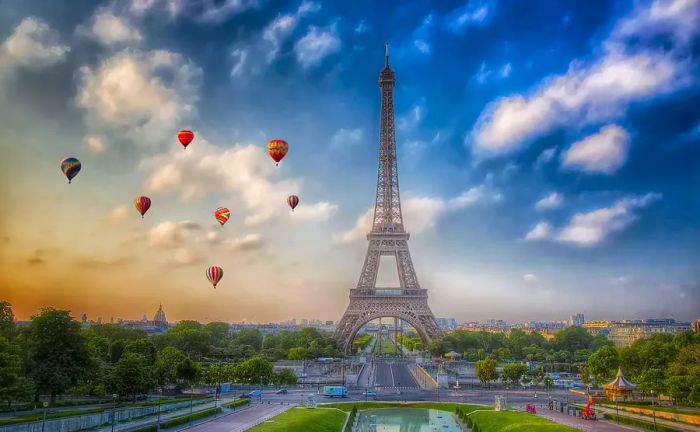 Hot-Air Balloons at the Eiffel Tower