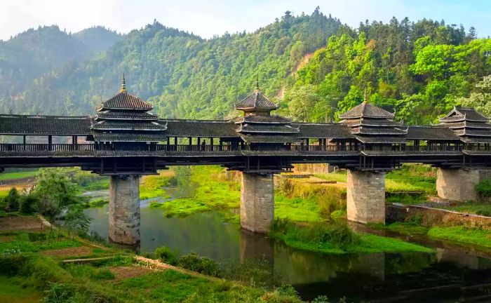 Wind and Rain Bridge of Cheng Yang in Sanjiang, China