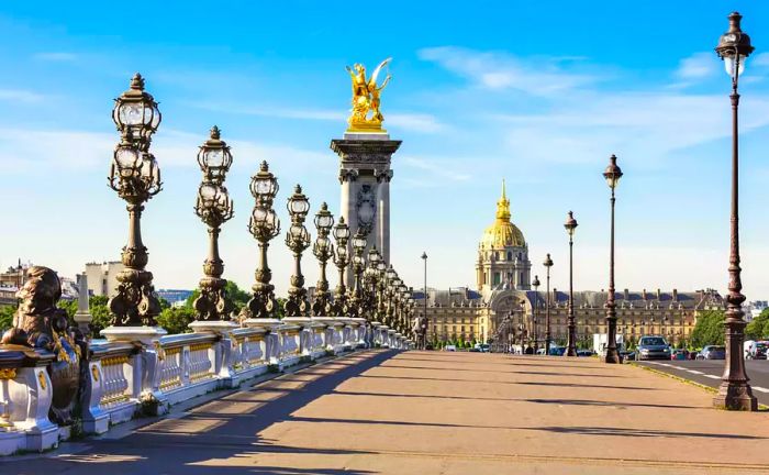 Pont Alexandre III Bridge and Hotel des Invalides, Paris, France