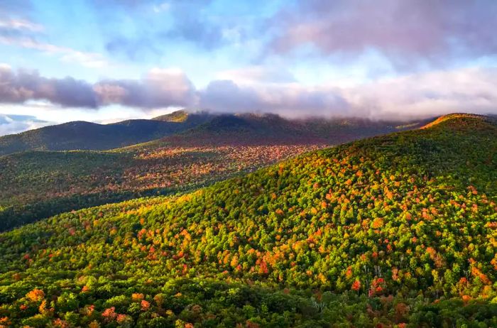 Adirondack Mountains adorned with autumn foliage