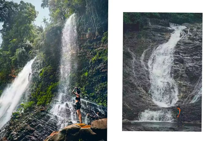 Women stroll alongside Malaysia’s picturesque waterfalls