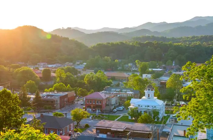 A scenic view of Bryson City, NC