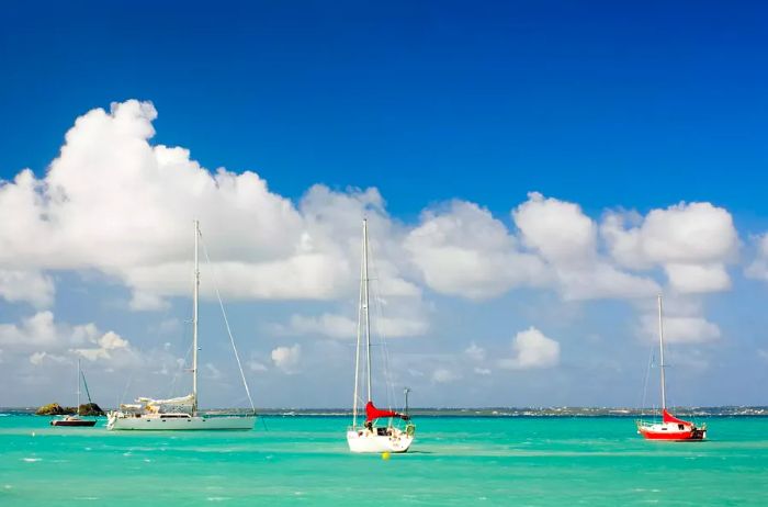 Picturesque view of the sea with yachts